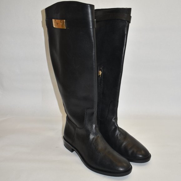 Tory Burch T-HARDWARE RIDING BOOT Black Size 8.5 M - Picture 2 of 9